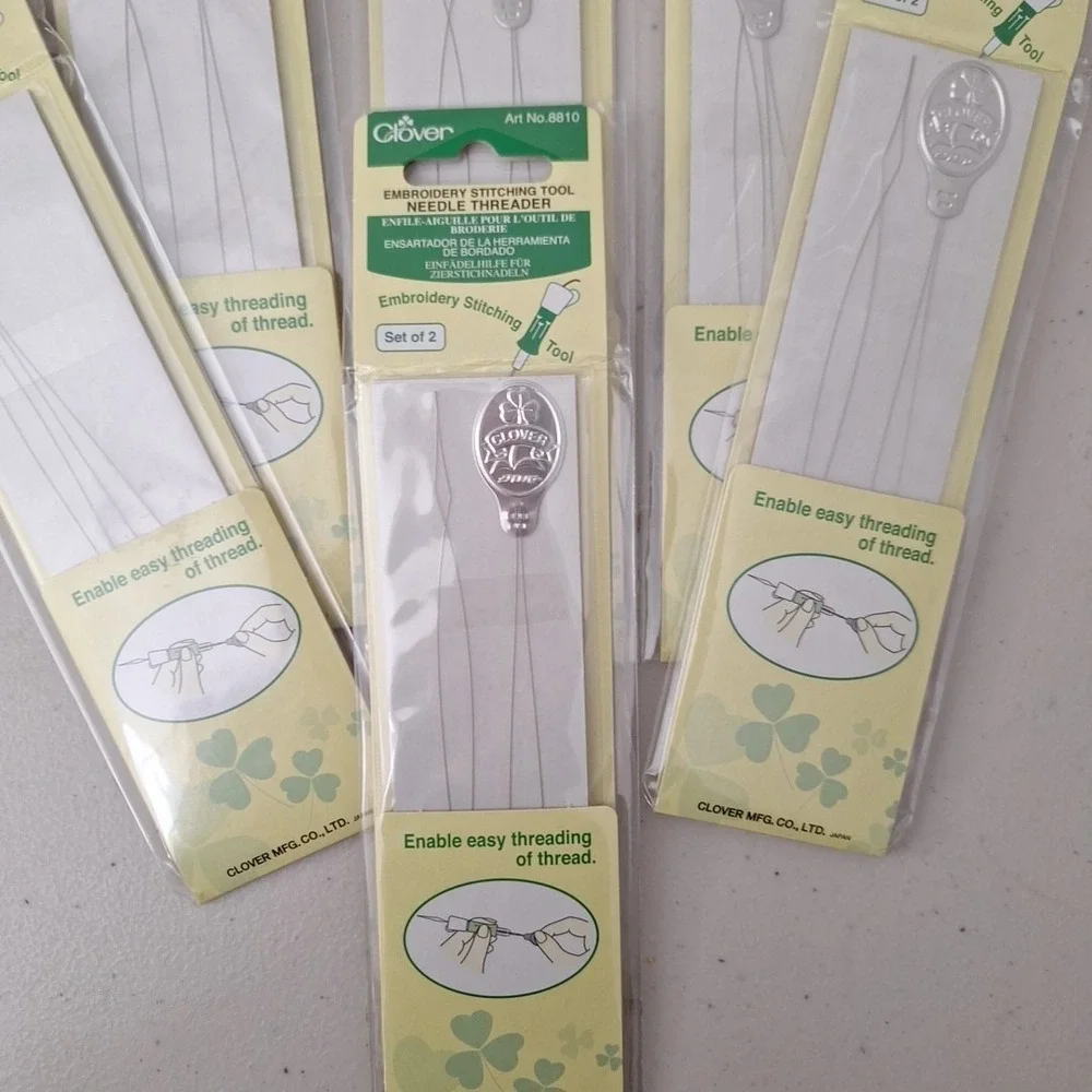 Clover Embroidery Stitching Tool Needle Threaders 2 Per Pack, Set of 6, JAPAN